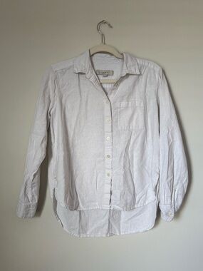 LOFT White Linen-Blend Button-Up Shirt